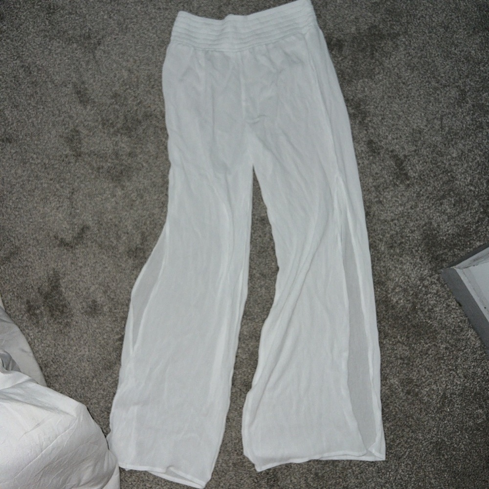 White flowy beach pants
